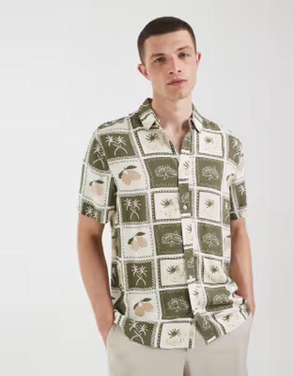 ブレンド メンズ トップス シャツ レギュラーフィット プリント パッチワーク コットン BLEND 100 cotton regular fit summer patchwork print shi