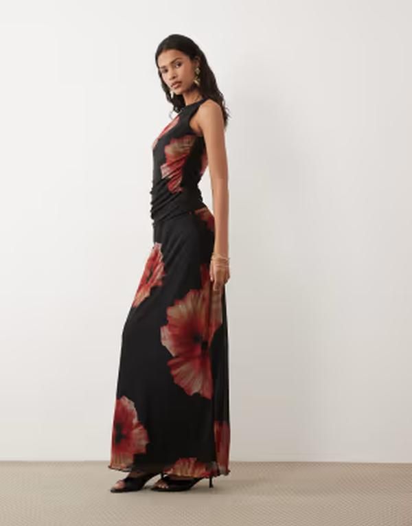 ジェイディーワイ レディース ボトムスカート フラワー柄 プリント ギャザー メッシュ フラワー JDY ruched mesh skirt with floral print part of a s