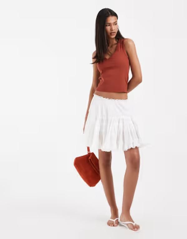 オンリー レディース ボトムスカート ONLY frill skort WHITE ホワイト