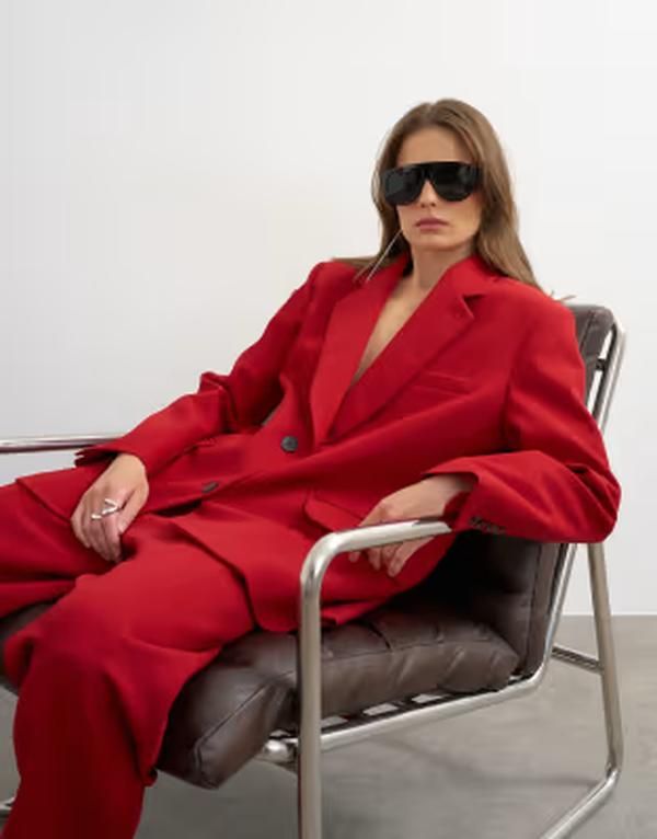 トップショップ レディース アウター ジャケット・ブルゾン リラックスフィット ブレザー Topshop 2 button relaxed fit blazer part of a set RED レ