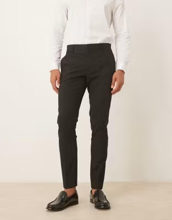 エイソス メンズ ボトムス カジュアルパンツ ASOS DESIGN skinny tuxedo pants Black ブラック