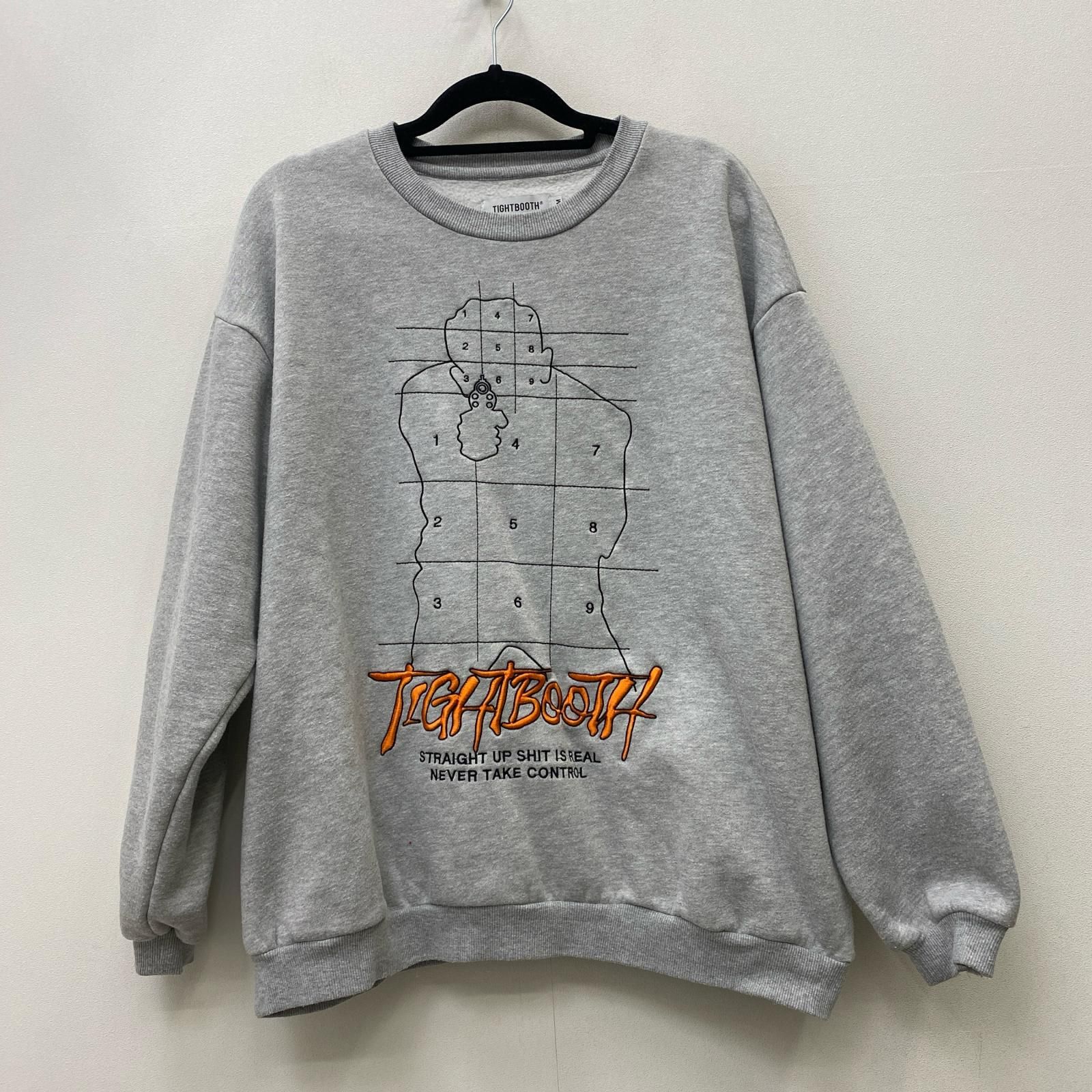 【加古川店】 中古 TIGHTBOOTH PRODUCTION | タイトブースプロダクション スウェット REVENGE MAN CREW SWEAT FW23-SW05 グレー サイズ：M 【103】