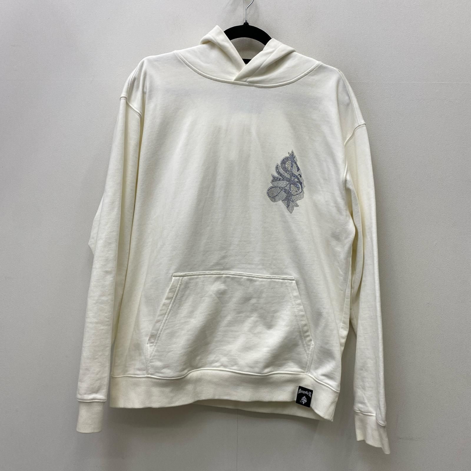 【加古川店】 中古 SUPPLIER | サプライヤー パーカー RHINESTONE CROSS HOODIE ホワイト サイズ：XL 【103】