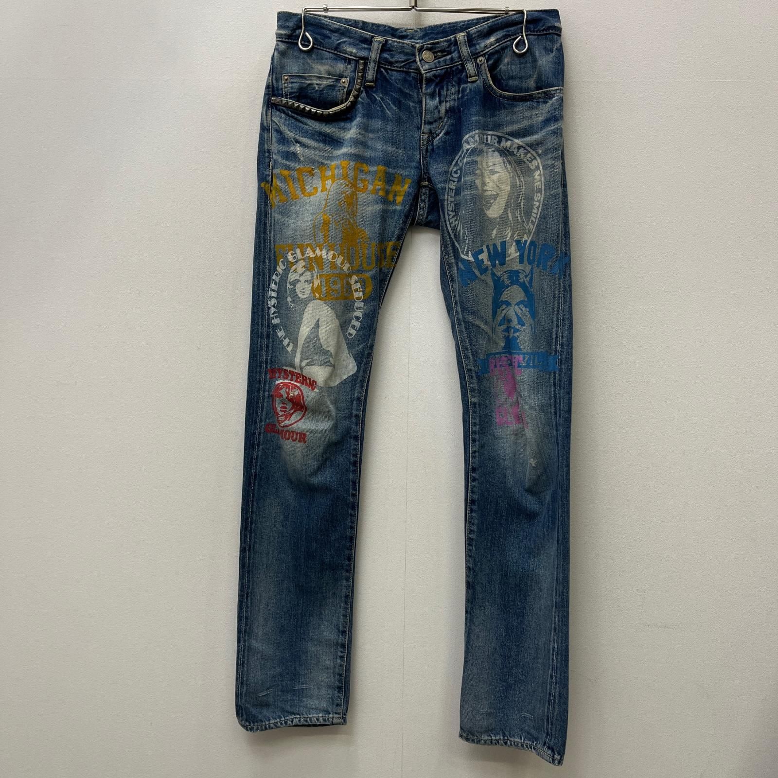 【加古川店】 中古 HYSTERIC GLAMOUR | ヒステリックグラマー デニムパンツ ヒスデビルガール スタッズデニムパンツ インディゴ サイズ：XXS 【107】
