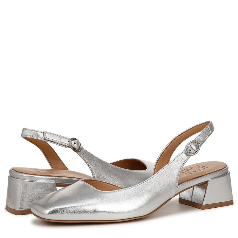 ナチュライザー レディース シューズ サンダル ヒール Naturalizer Jayla Low Heel Slingback Dresshoesilver Leather シルバー