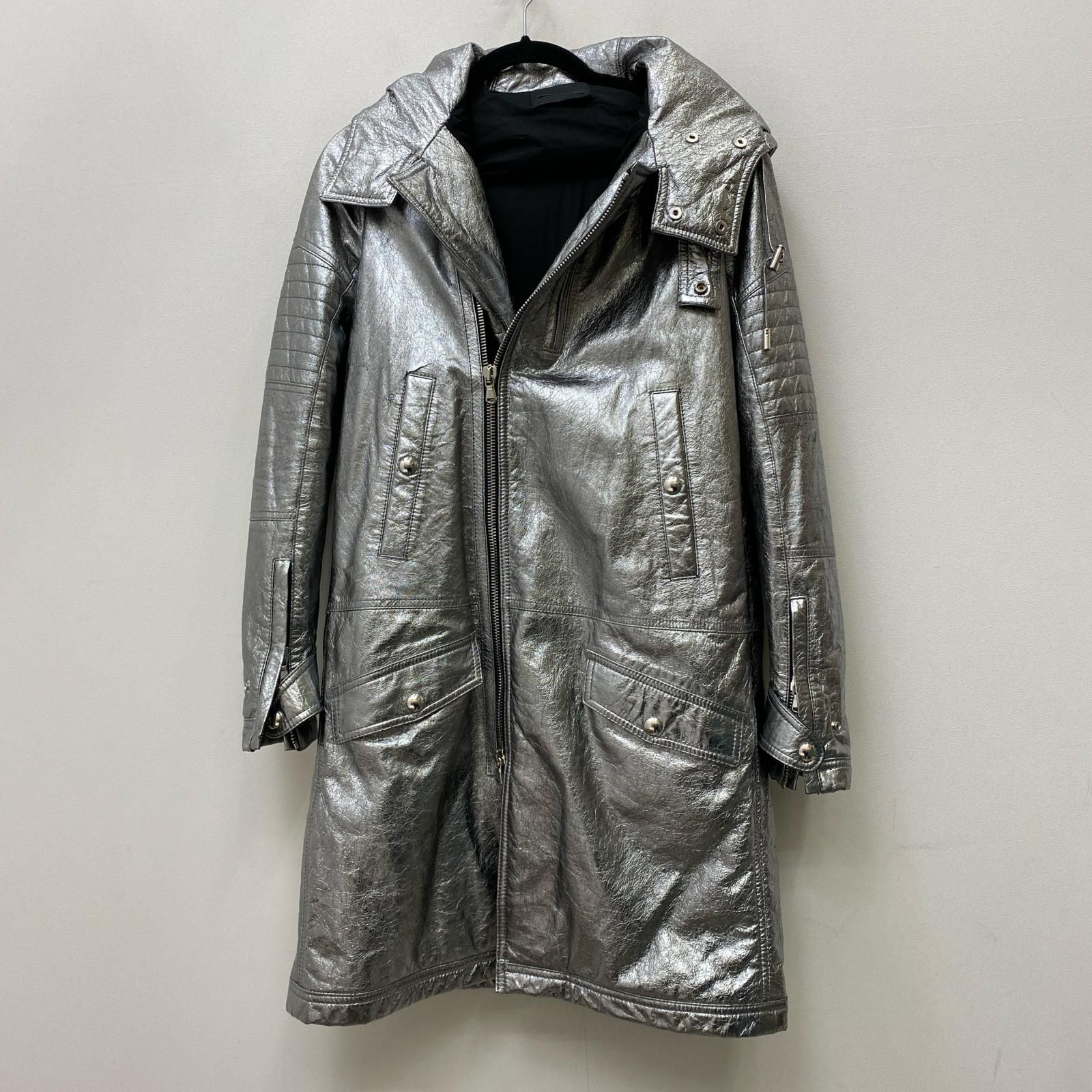 【加古川店】 中古 DIESEL | ディーゼル レザー 中綿レザーコート シルバー サイズ：40 【94】