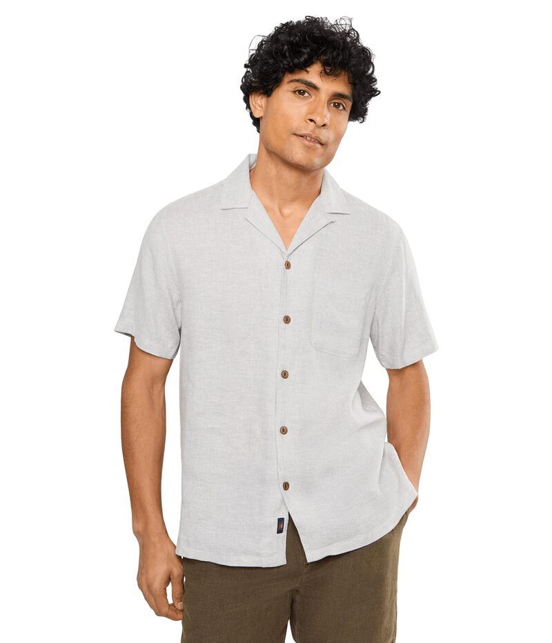 ファレティ メンズ トップス シャツ Faherty Short Sleeve Breeze Camp Shirt Grey Shores グレー