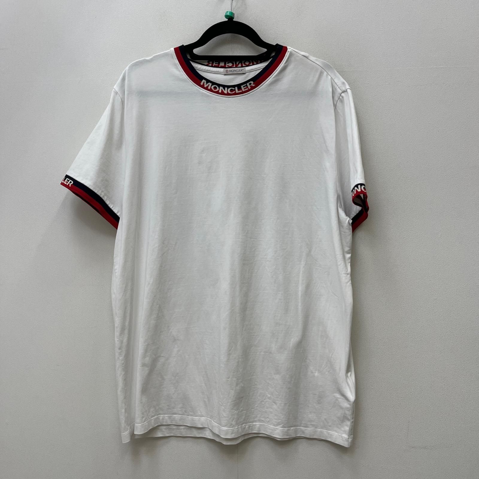 【加古川店】 中古 MONCLER | モンクレール 半袖Ｔシャツ maglia t-shirt 国内正規品 E10918000700 87296 ホワイト サイズ：XXL 【108】
