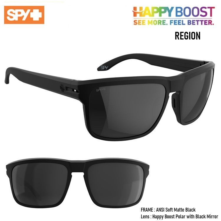SPY OPTIC スパイ REGION 【 ANSI Soft Matte Black - Happy Boost Polar with Black Mirror 】 ハッピーブースト 偏光レンズ　送料無料！！スパイサングラス正規品 happylens