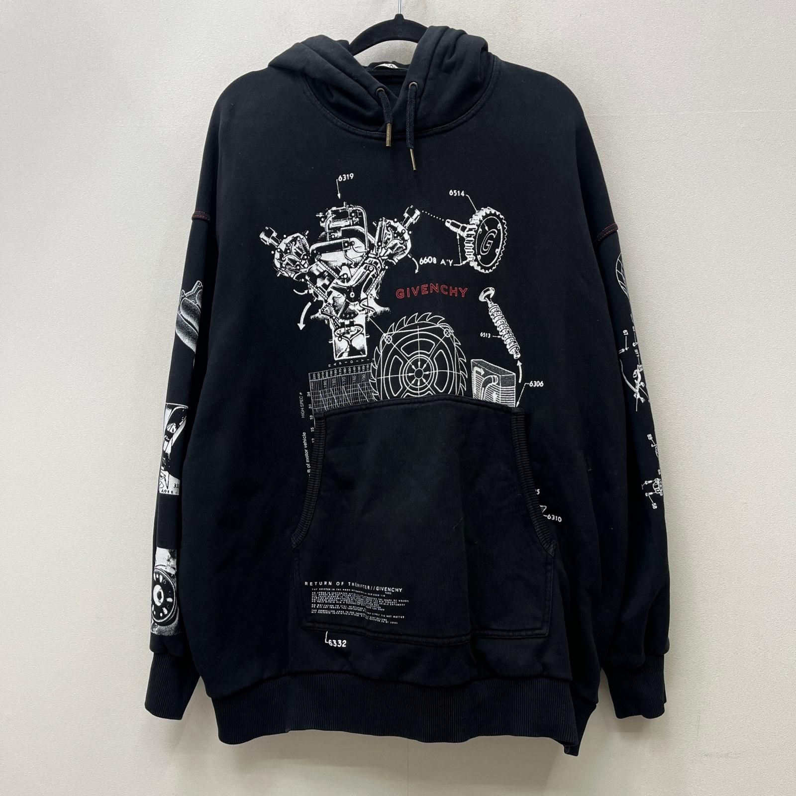 【加古川店】 中古 GIVENCHY | ジバンシィ パーカー Graphic Print Hoodie 国内正規品 BMJ09L305B ブラック サイズ:XXS 【108】