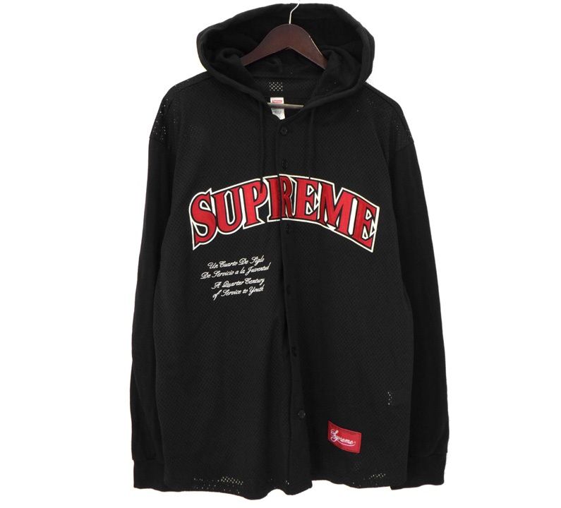 シュプリーム Supreme 20SS 【 Mesh hooded baseball jerjey 】 フロント パッチ メッシュ ロングスリーブ フーディー ベースボール シャツ　h8306 8,640円