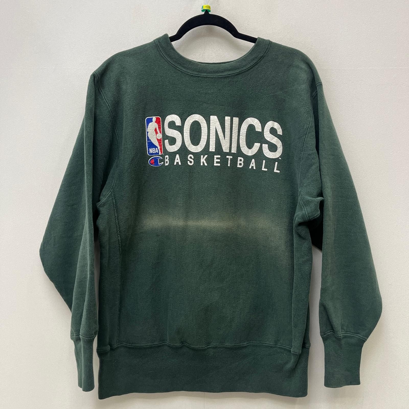 【加古川店】 中古 Champion | チャンピオン スウェット NBA・SONICS Reverse Weave USA製 グリーン サイズ：L 【101】