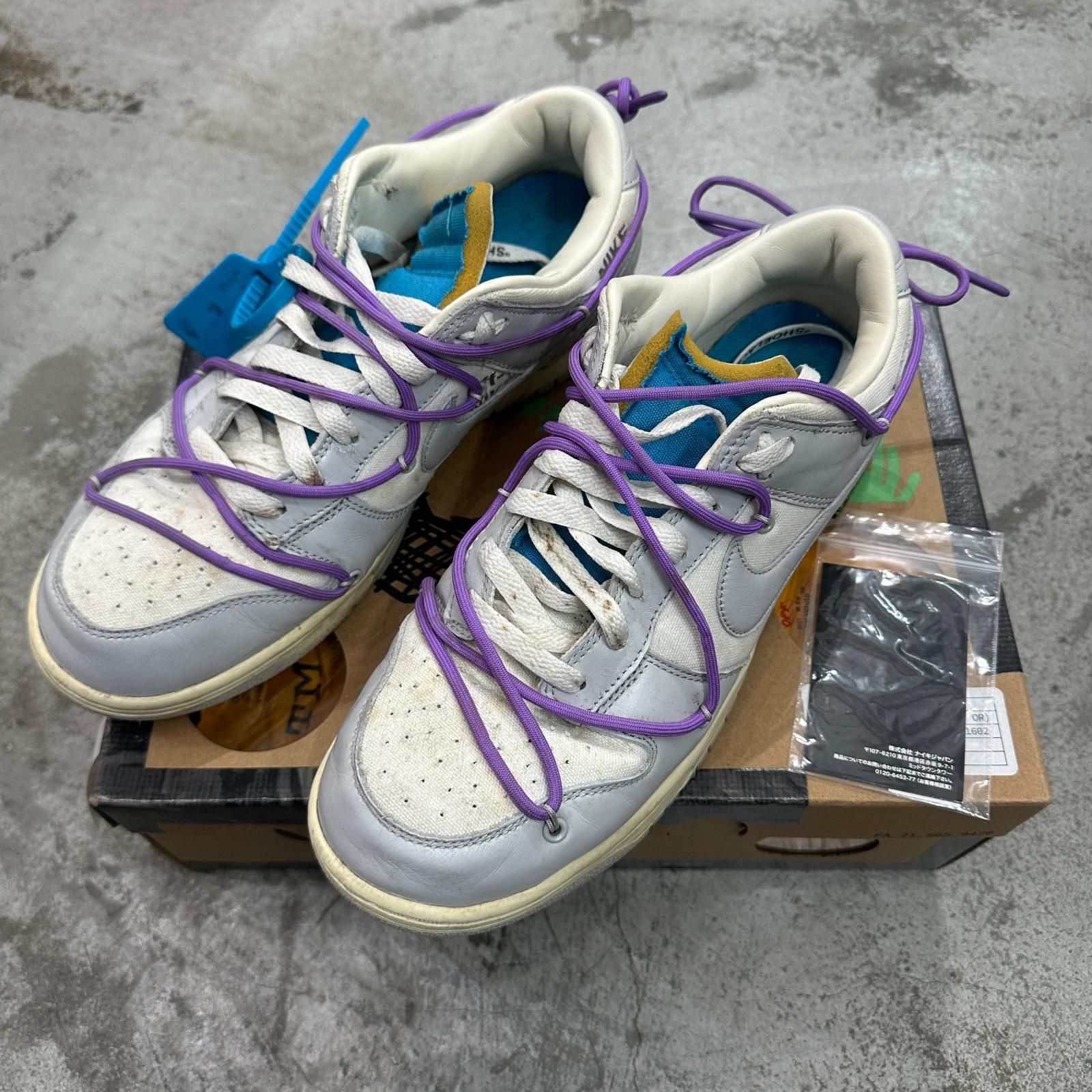 国内正規 NIKE × OFF-WHITE Dunk Low Sail/Neutral Gray ダンクロー 
