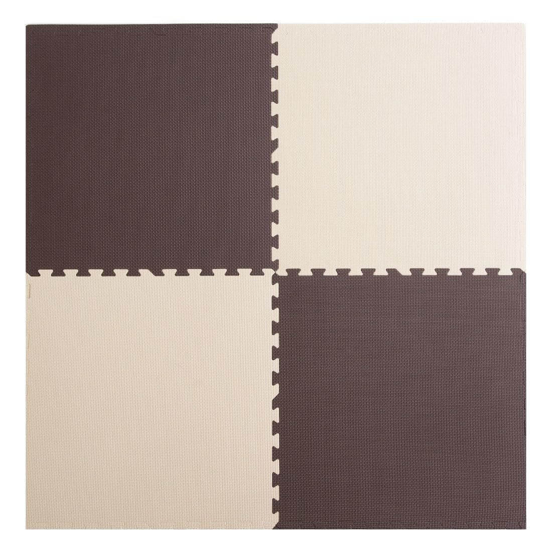 タンスのゲン ジョイントマット 1級防音 大判59cm 厚み10mm 6畳用 32枚組 防音 保温性 床暖房対応 ノンホルムアルデヒド サイドパーツ付き ブラウン×ベージュ 18700001(79289)ma 04242ab7