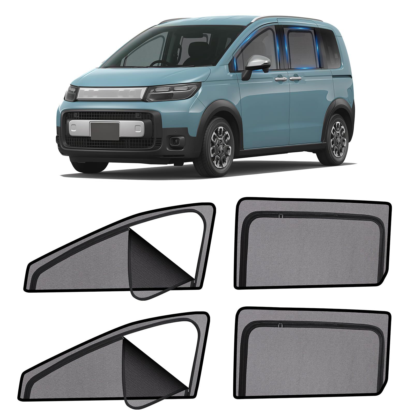 ZATOOTO ホンダ フリード GT型専用 メッシュカーテン マグネット式 防虫ネット サイド用 網戸 ジッパーのデザイン 日除け 目隠し 遮光 通気 紫外線カット 虫除け プライバシー保護 取付簡単 収納袋付き LLWS02-FREEDa ed800875