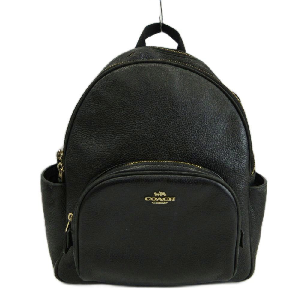 コーチ COACH リュックサック バックパック デイパック レザー ロゴ ゴールド金具 黒 ブラック 5666 /XZ ■GY18