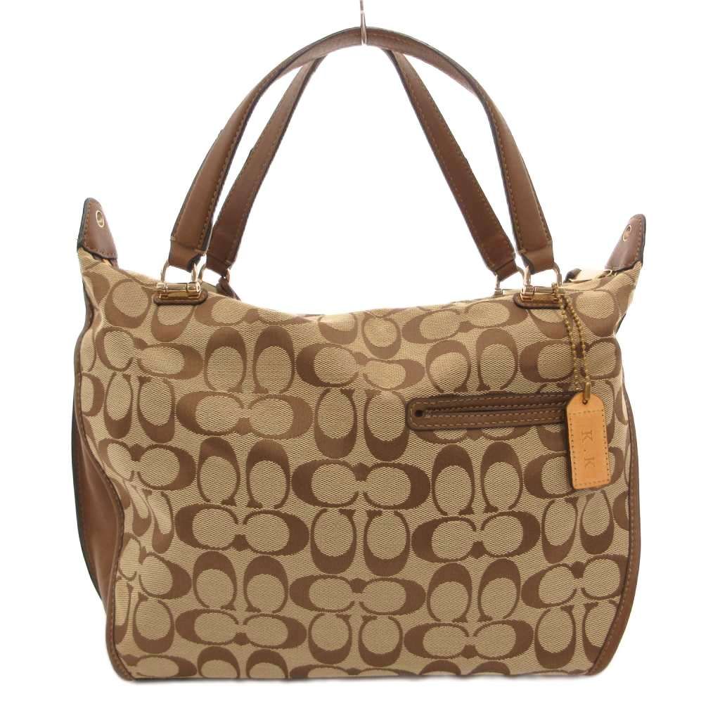 コーチ COACH ハンドバッグ シグネチャー キャンバス レザー ベージュ 32722 /FF ■GY18