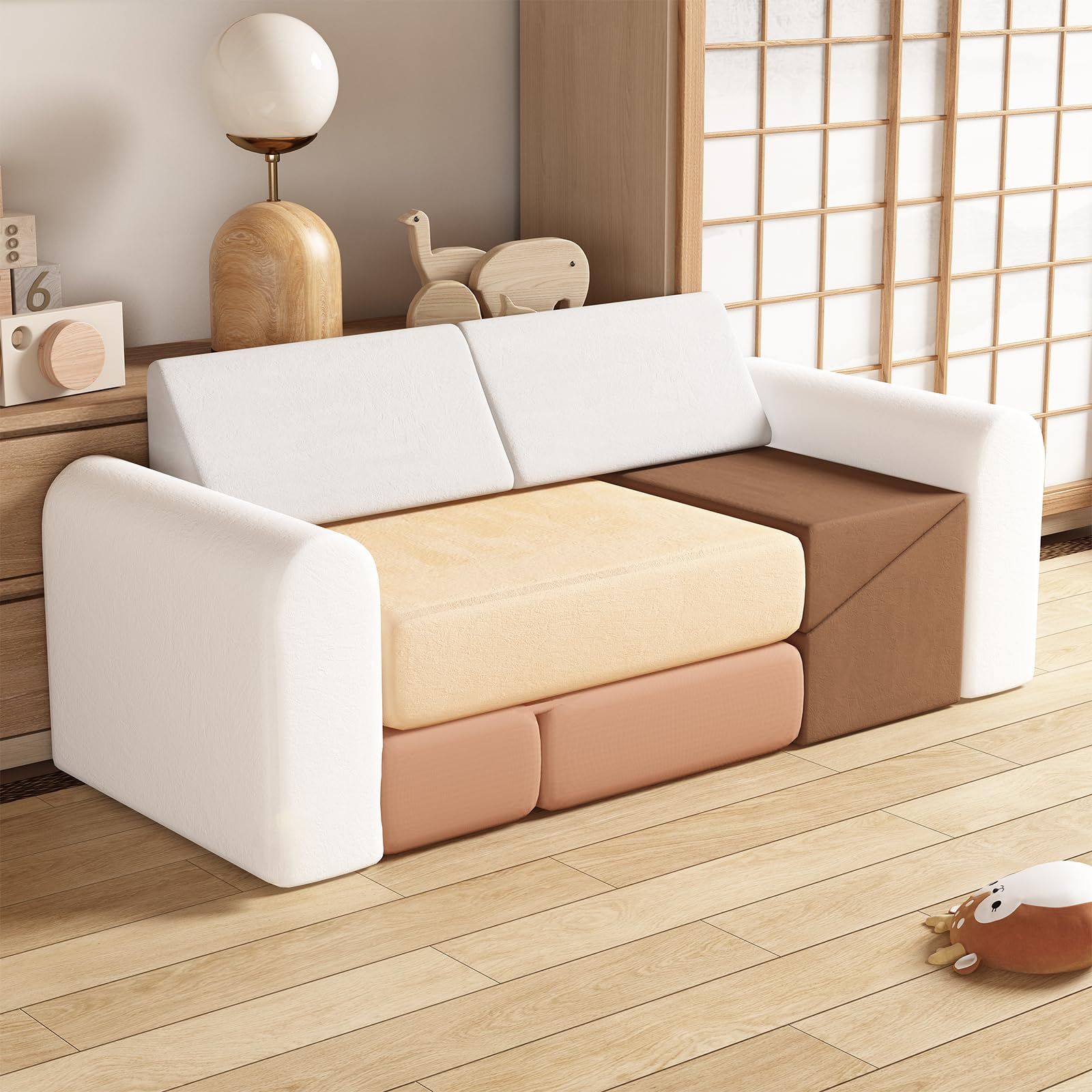 BanaSuper アスレチック ソフトブロック ソファとして使用可能 布製玩具 大型 室内遊具 子供 キッズ おもちゃ (7点セット)Ju 94ba3a28