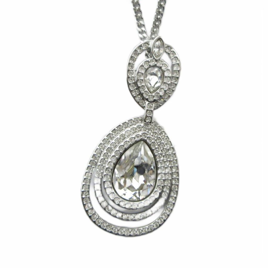 スワロフスキー SWAROVSKI ネックレス アクセサリー ペンダント ロゴ ラインストーン シルバー色 ■GY18 /MQ