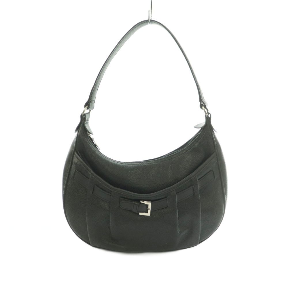 ロンシャン LONGCHAMP ワンショルダー ハンドバッグ グレインレザー 黒 ブラック /MI ■GY18