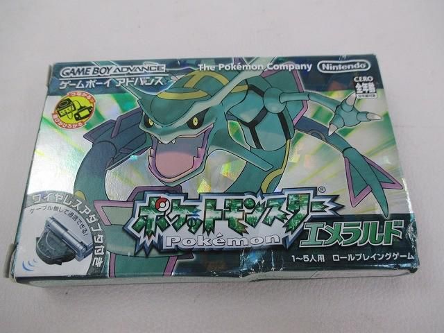 中古品 ゲーム ゲームボーイアドバンス ソフト ポケットモンスター エメラルド 箱説ワイヤレスアダプタ付き 動作品