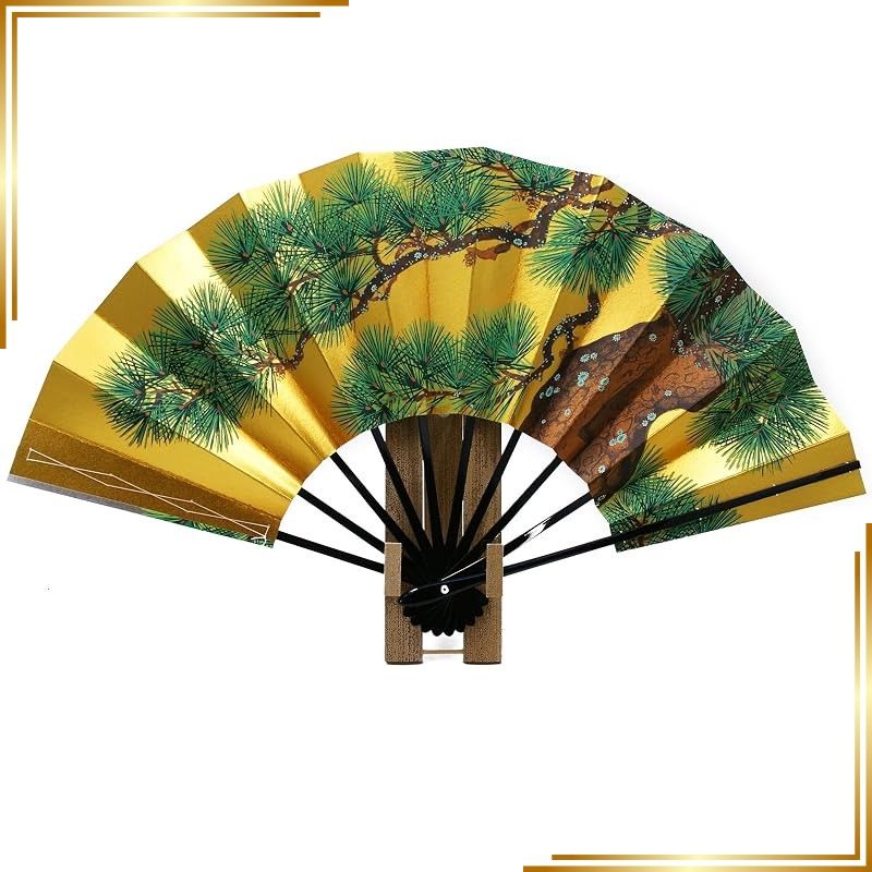 【新品】 大阪長生堂 飾り扇子 9.5寸 29cm 日本製 京扇子 海外土産 匂い袋付オリジナルセット 紙箱 扇子立て入り (松) 1