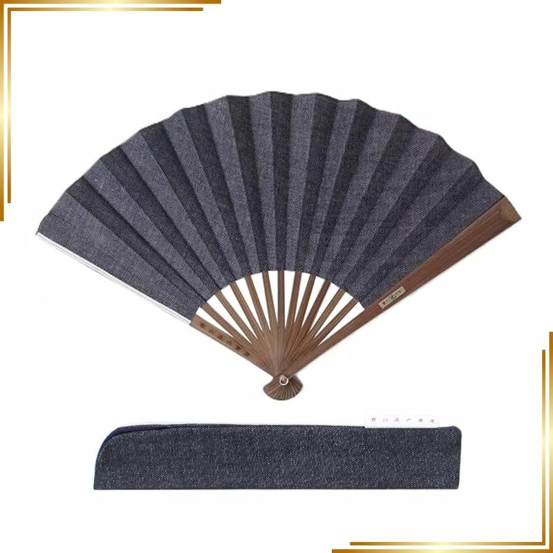 【新品】 [ 西川庄六商店 ] 扇子 岡山産 デニム 夏用 日本製 父の日 ギフト 桐箱入り 扇子袋付き プレゼント メンズ 紳士 おしゃれ 紺 ネイビー せんす 1