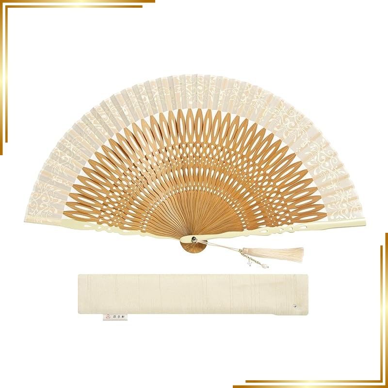 【新品】 [保赤軒] HOSEKKEN 【 職人伝統の技と現代の感性が1つとなった 高級 扇子 ブランド 】 レディース 婦人 〔 オ－ナメント/肌 〕 ベージュ ネイビー 和装小物 丈夫 おしゃれ せんす 母の日 ギフト プレゼント 贈り物 1