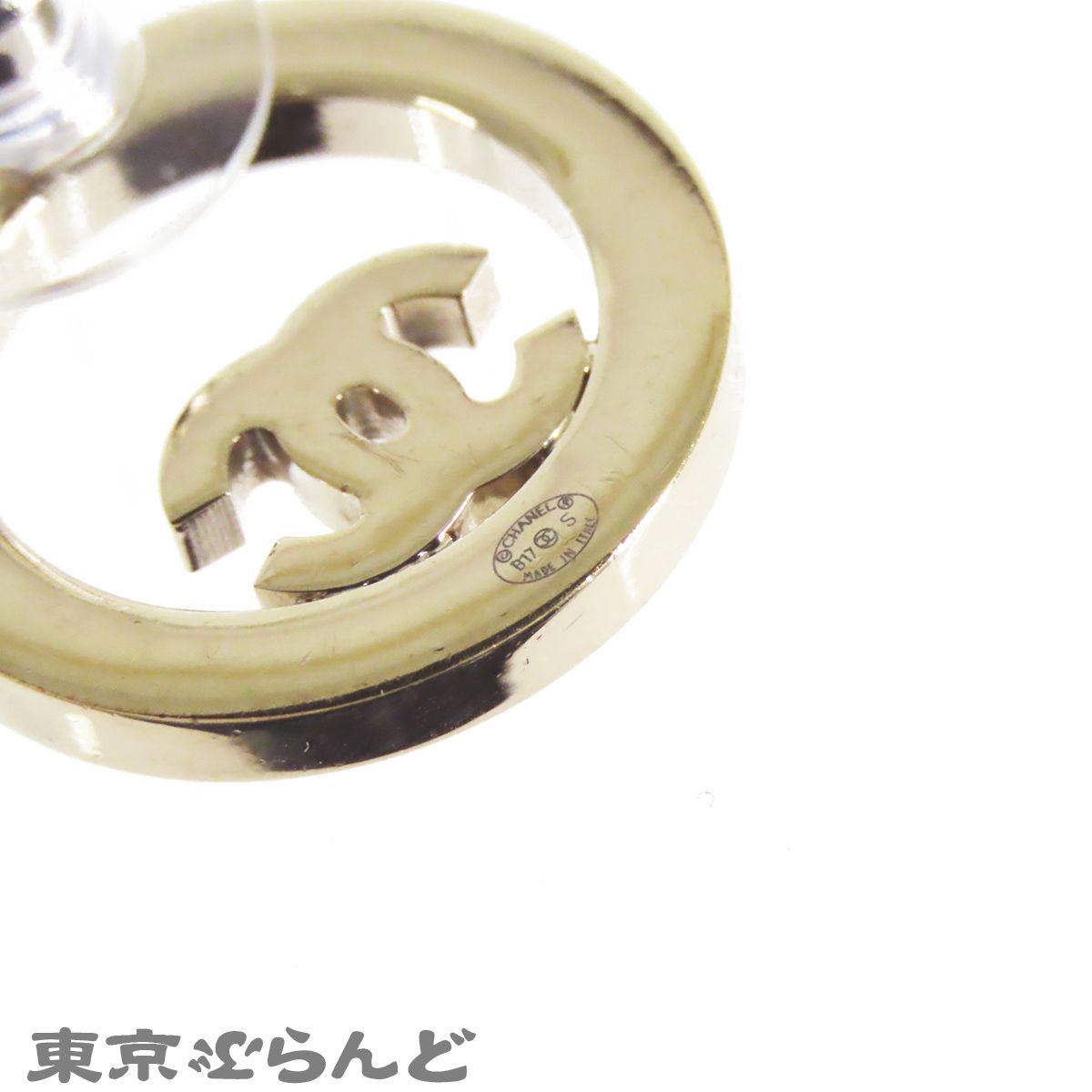 シャネル CHANEL ピアス ゴールド メタル ラインストーン ラウンド 