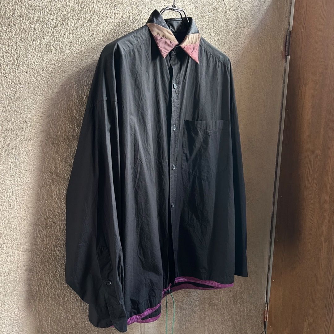 kolor ドローストリングシャツ 24SS オーバーサイズシルエット パッチワークカラー テールライン