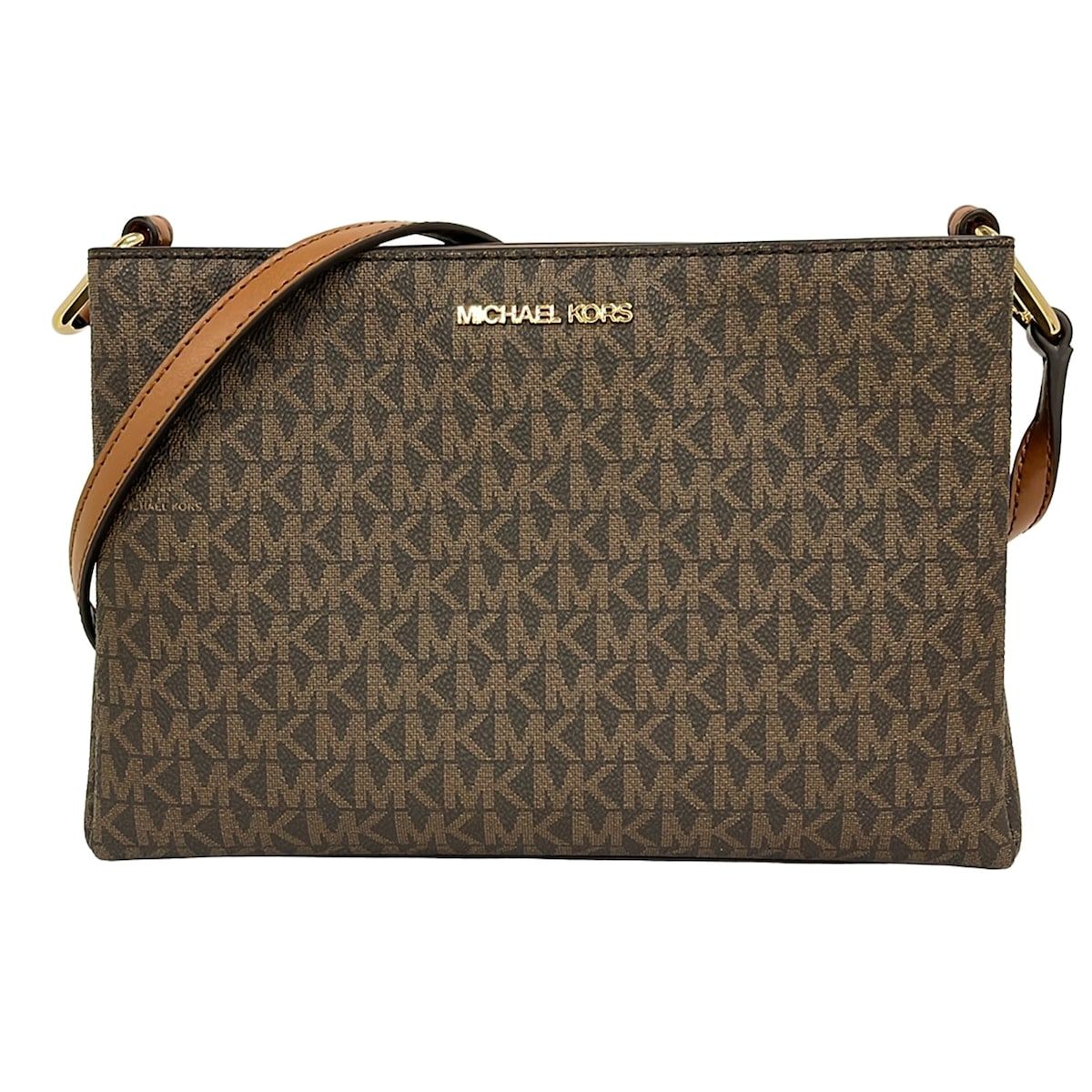 MICHAEL KORS(マイケルコース) ショルダーバッグ - ダークブラウン×ベージュ レザー