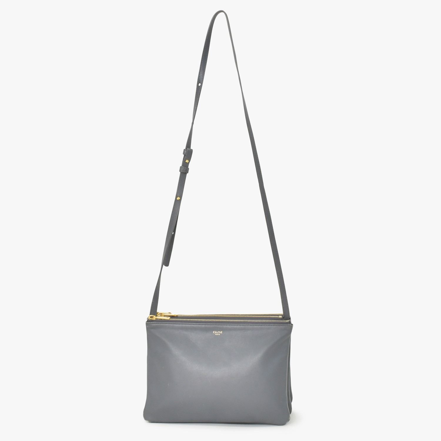 CELINE セリーヌ トリオ Shoulder Bag ショルダーバッグ ライトグレー 