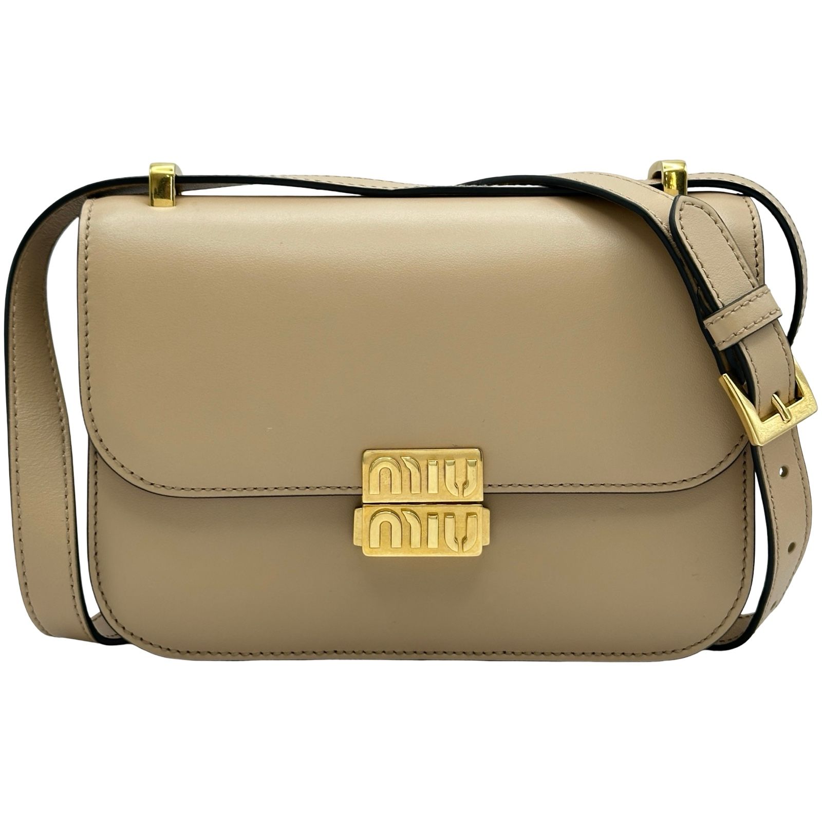 ミュウミュウ miu miu シティショルダーバッグ 5BD254 ベージュ レザー レディース ショルダーバッグ
