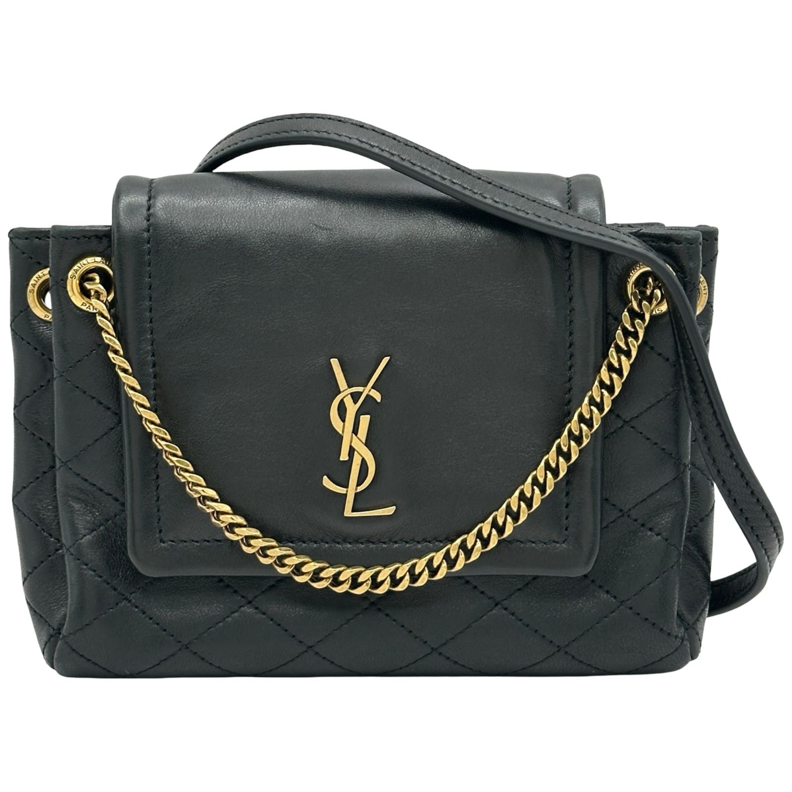 サンローラン SAINT LAURENT ノリータ ミニ 672738 ブラック レザー レディース ショルダーバッグ