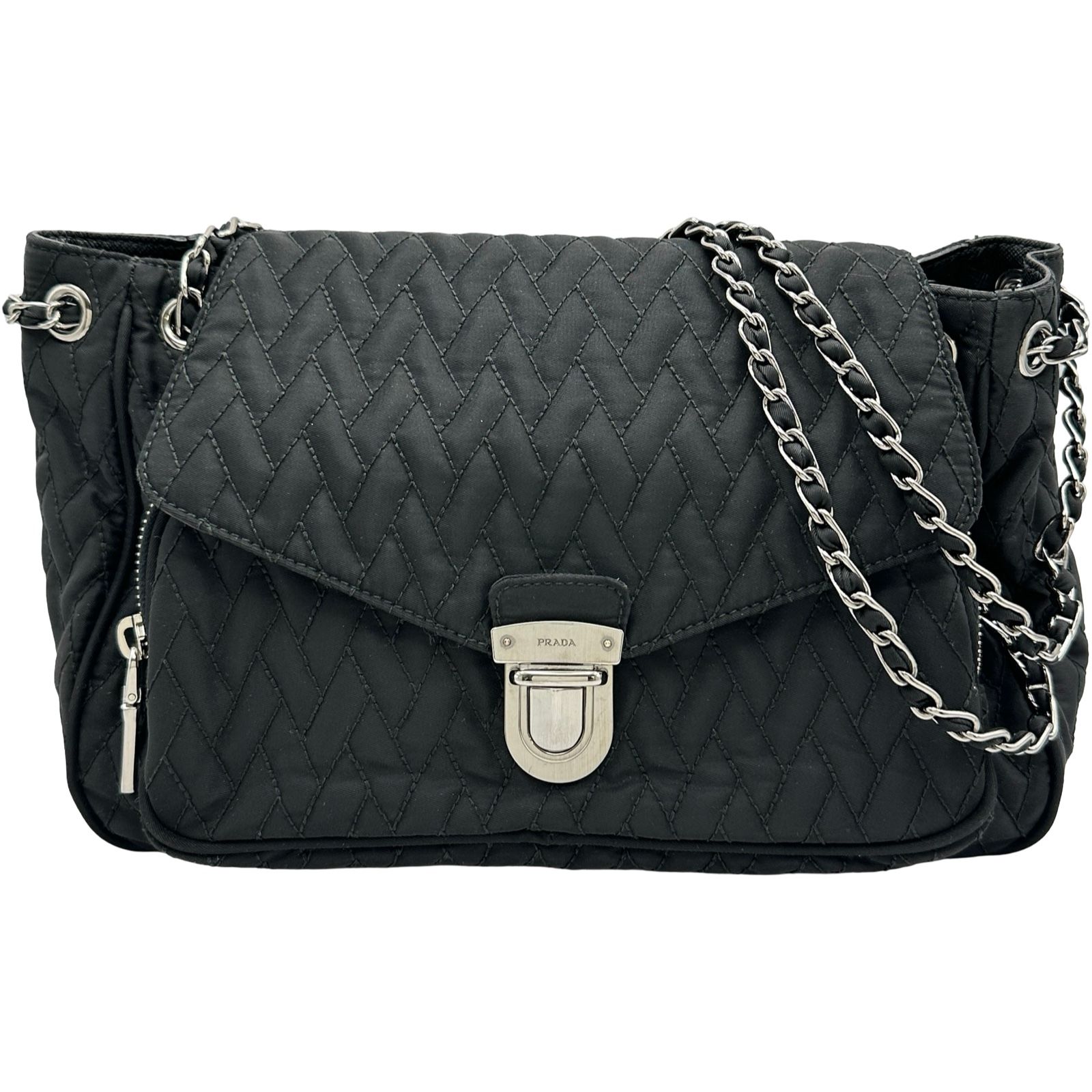 プラダ PRADA インプントゥショルダーバッグ ブラック ナイロン レディース ショルダーバッグ