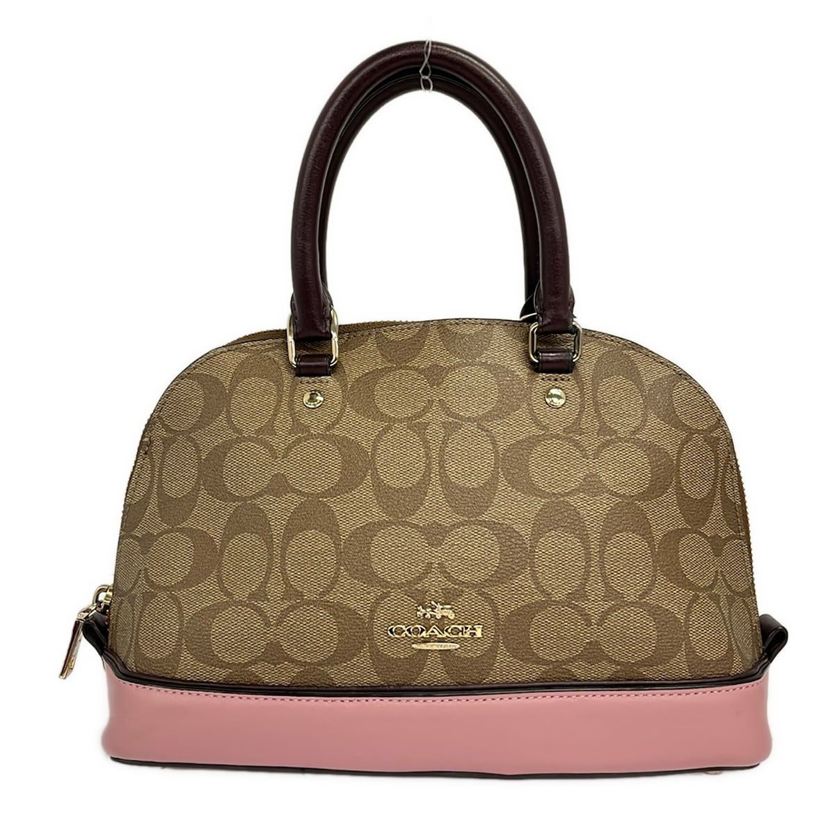 COACH(コーチ) ハンドバッグ シグネチャー柄 F57493 カーキ×ピンク×パープル レザー