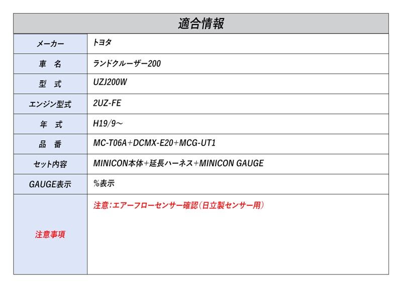 [シエクル]UZJ200W ランドクルーザー200_2UZ-FE(H19/9～)用ミニコン MINICON 燃調サブコン＋車内モニターセット