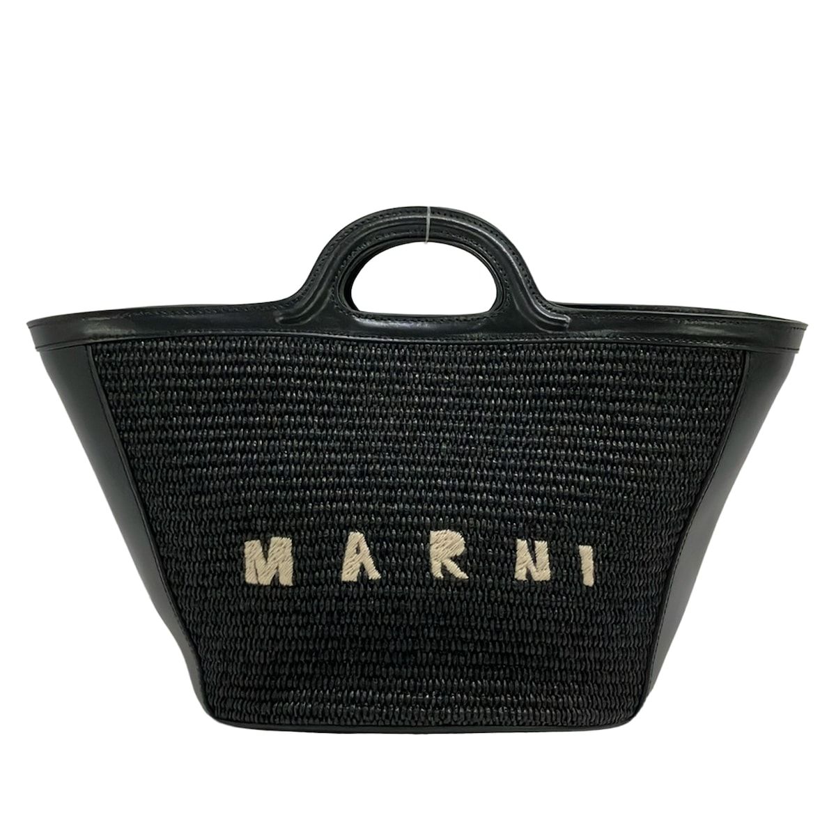 MARNI(マルニ) トートバッグ トロピカリア スモール BMMP0068Q0 黒×アイボリー かごバッグ コットン、レザー