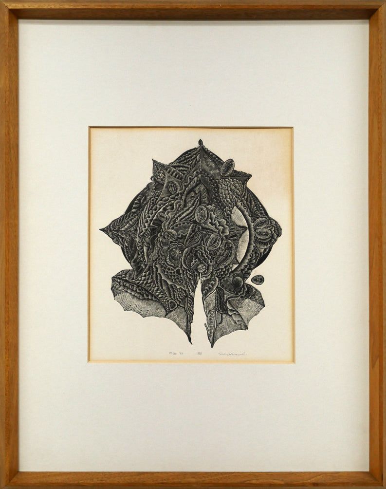 日和崎　尊夫「脚」木口木版画・限定サイン入り　現代木口木版画の先駆者　闇を刻む詩人　ビュランで刻む　小竹美術　真作保証