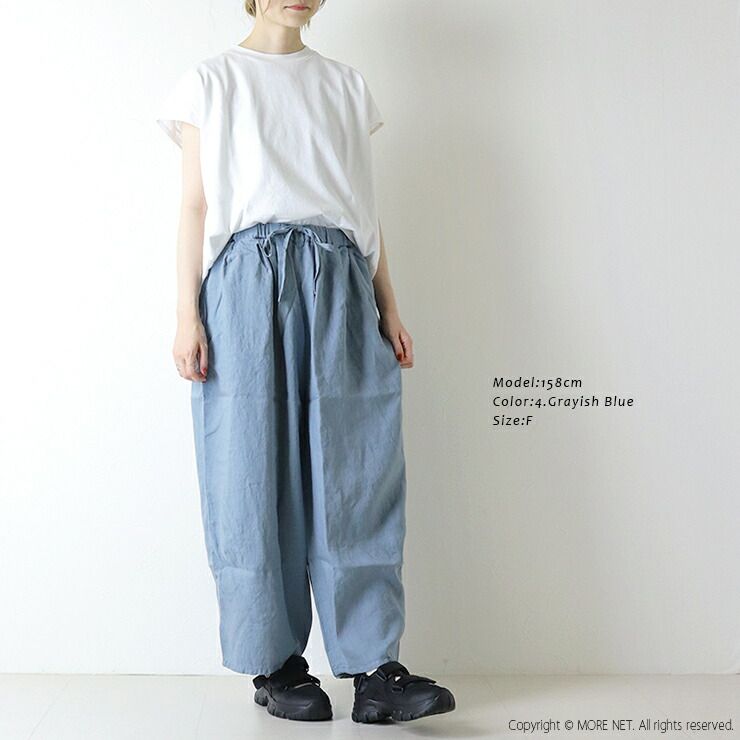 快晴堂 かいせいどう 初秋まで着られるリネン ふわふわタックパンツ