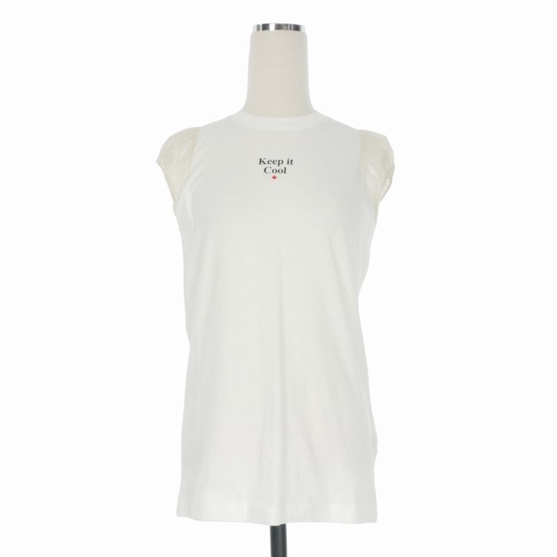 ディースクエアード DSQUARED2 22SS Cap Sleeves Cool Tee プリントTシャツ カットソー 半袖 XS ホワイト 白 S72GD0355 国内正規