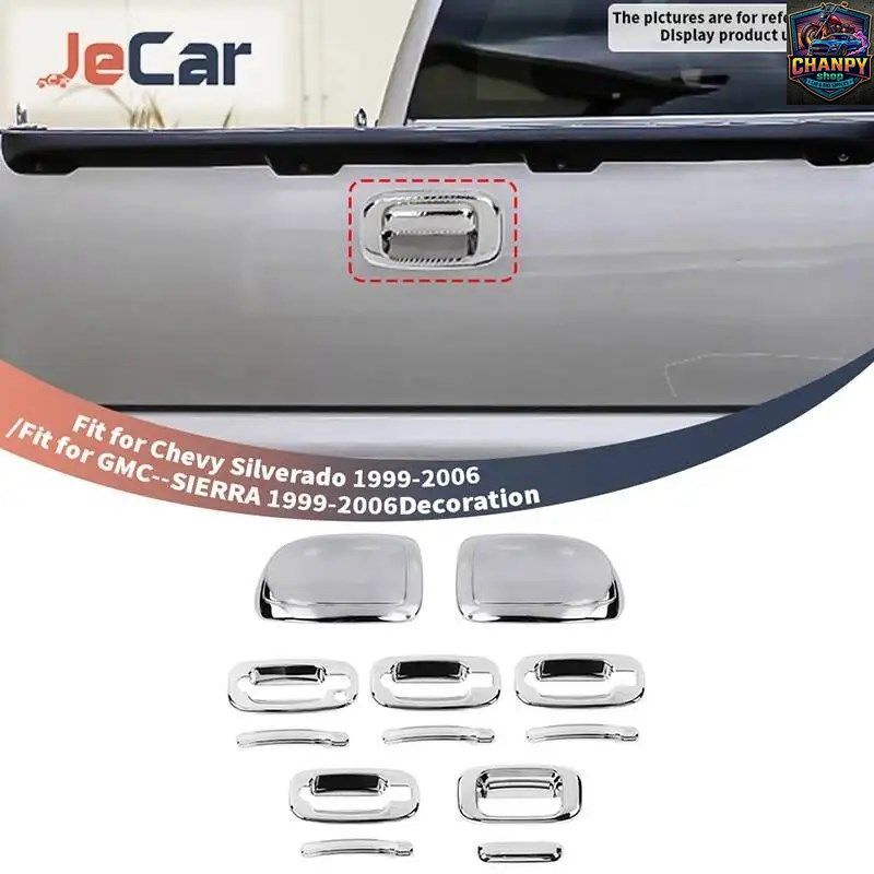 車用バックミラーハウジングハーフパック、外装ドアハンドルトリム、シボレー シルバラード 1999-2006