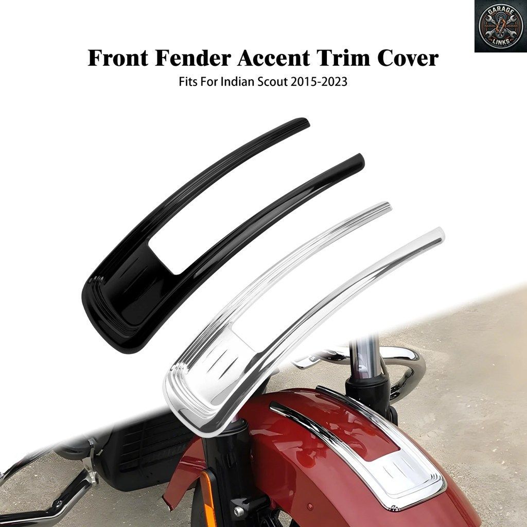 Indian Scout Sixty Bobber 2015-2023用モーターサイクルフロントフェンダーアクセントトリムカバークローム/ブラックアクセサリーフロント