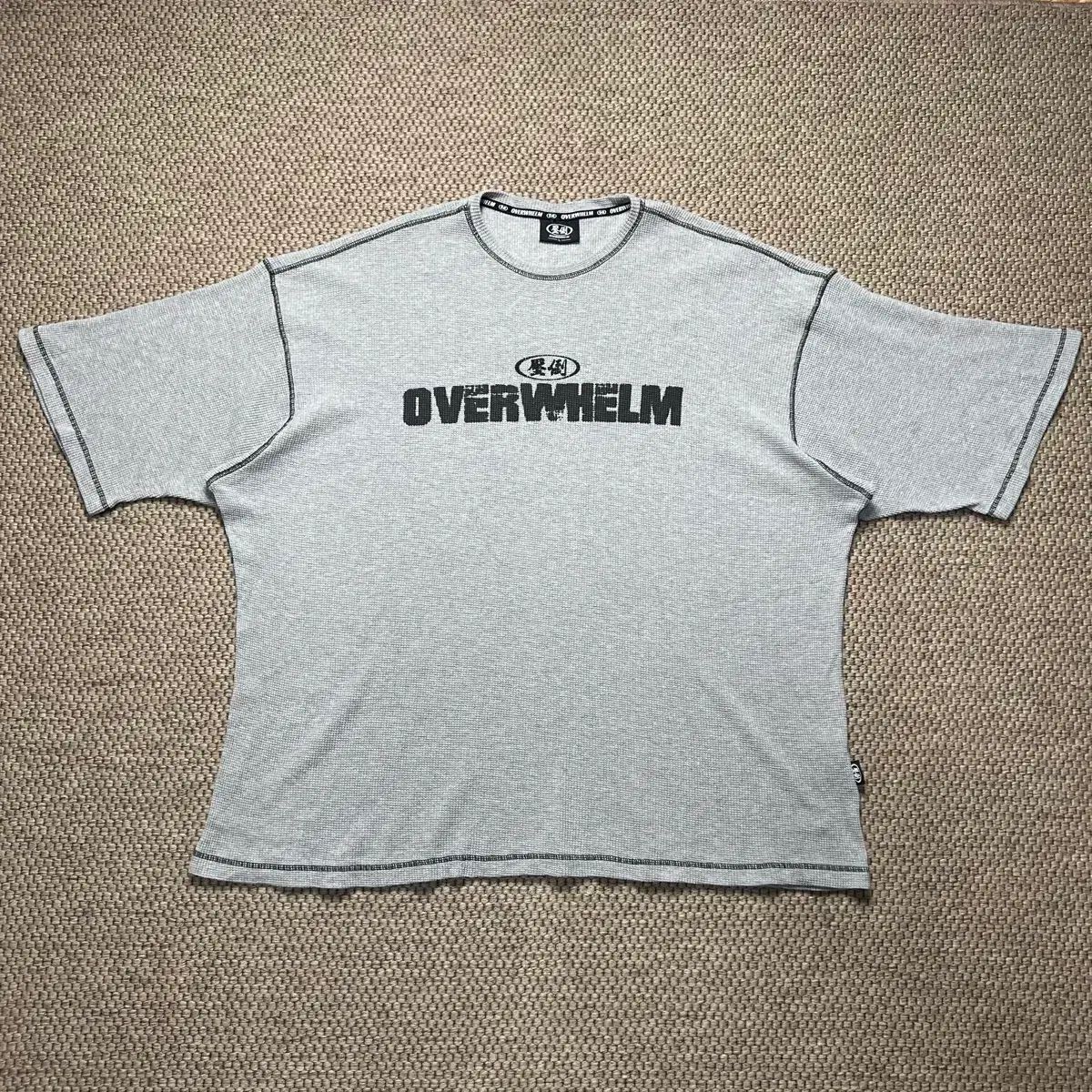 圧倒 Overwhelm ワッフル 半袖 グレー L