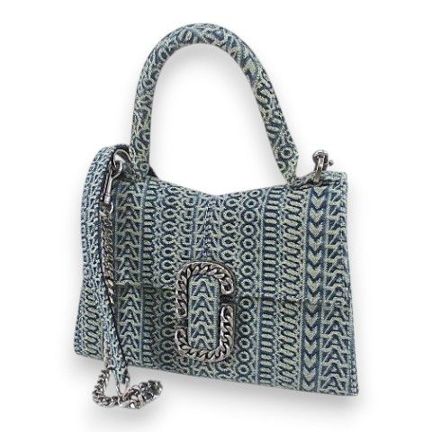マークジェイコブス MARC JACOBS THE MINI TOP HANDLE ハンド ショルダー 2WAYバッグ チェーン総柄 デニム ブルー