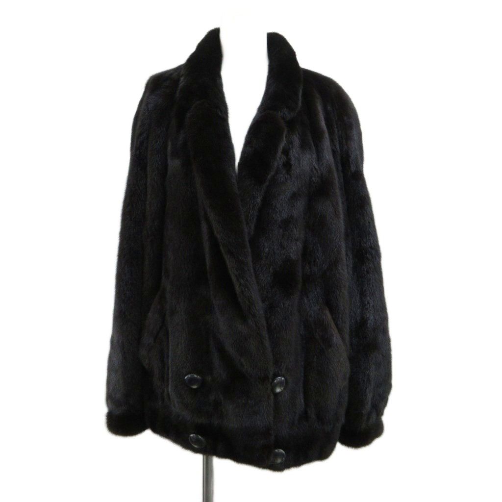 サガミンク SAGA MINK ロイヤル ファーコート ミンクファー 毛皮 茶 ブラウン ダブルブレスト 長袖 ミドル丈 /PP ■GY18