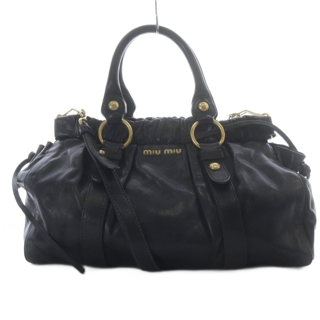 ミュウミュウ miumiu ハンドバッグ ショルダーバッグ 2way レザー ブラック /YO27 ■GY18 ■OH