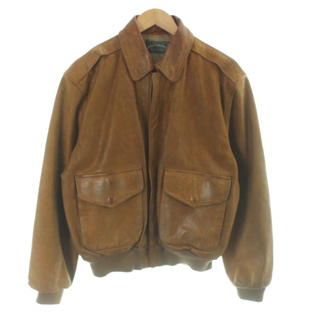 ラルフローレン RALPH LAUREN POLO COUNTRY ポロカントリー 80s A-2 レザー フライトジャケット 革ジャン 牛革 茶 ブラウン /MW