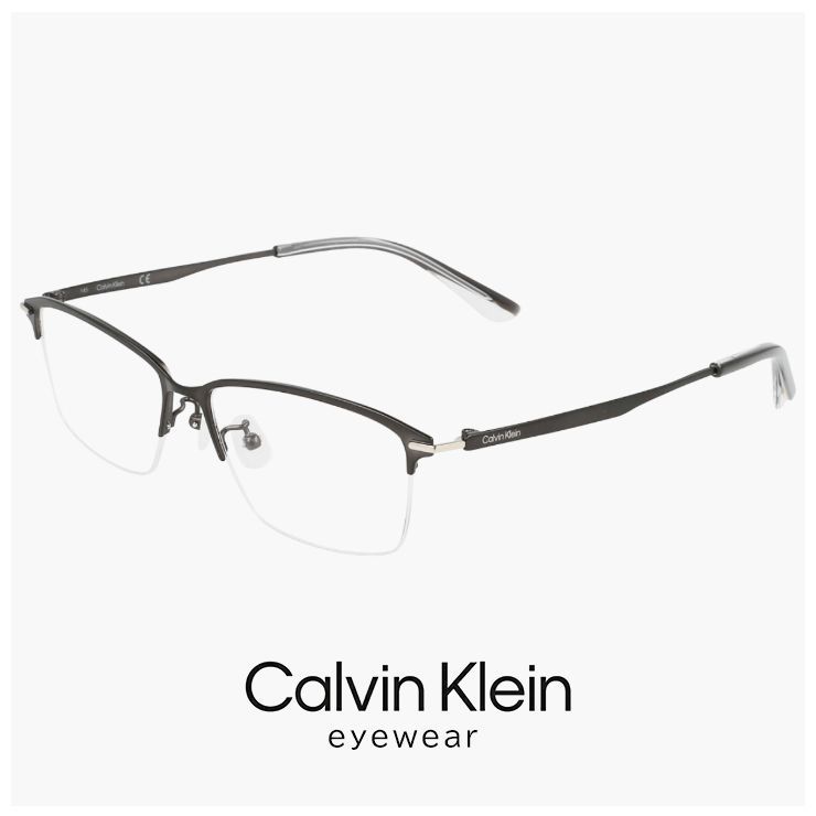 【新品】 メンズ カルバンクライン メガネ ck21135a-009 calvin klein 眼鏡 CK21135A ナイロール ハーフリム めがね カルバン・クライン チタン メタル DARK GUNMETAL カラー フレーム