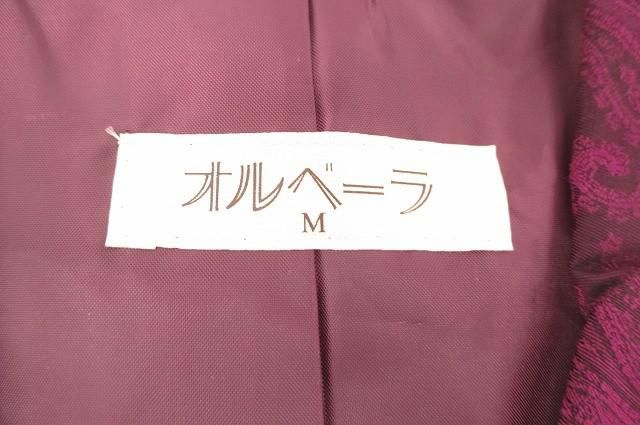 未使用 タグ付き オルベーラ 東京白ゆり會 ジャケット 薄手 丈長め M ペイズリー柄 赤紫 日本製 レディース